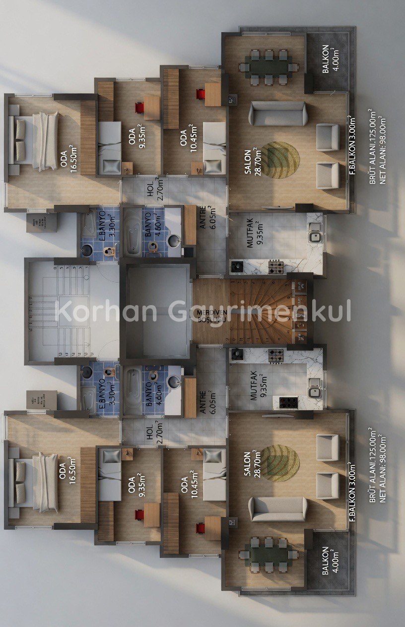 GÖZTEPE ERENKÖY SINIRINDA 98m2 NET 3+1 BALKONLU EBEVEYNLI SIFIR