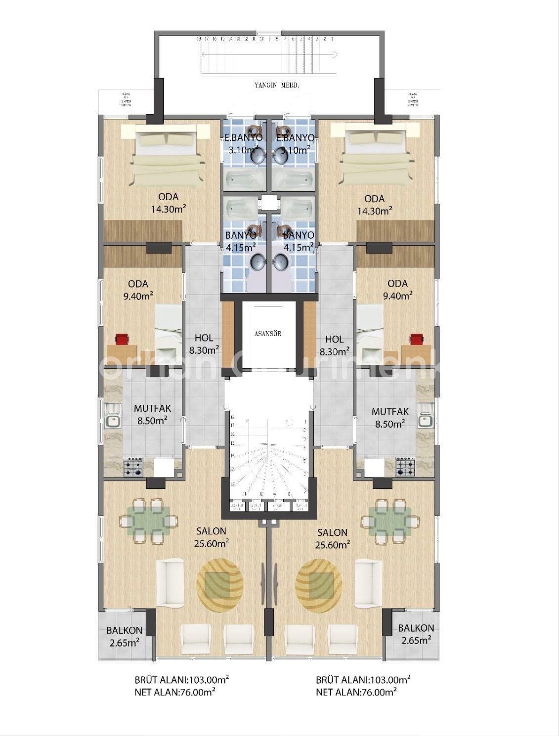 GÖZTEPE METROYA KOMŞU 103m2 BRÜT 2+1 BALKONLU EBEVEYN BANYOLU SIFIR