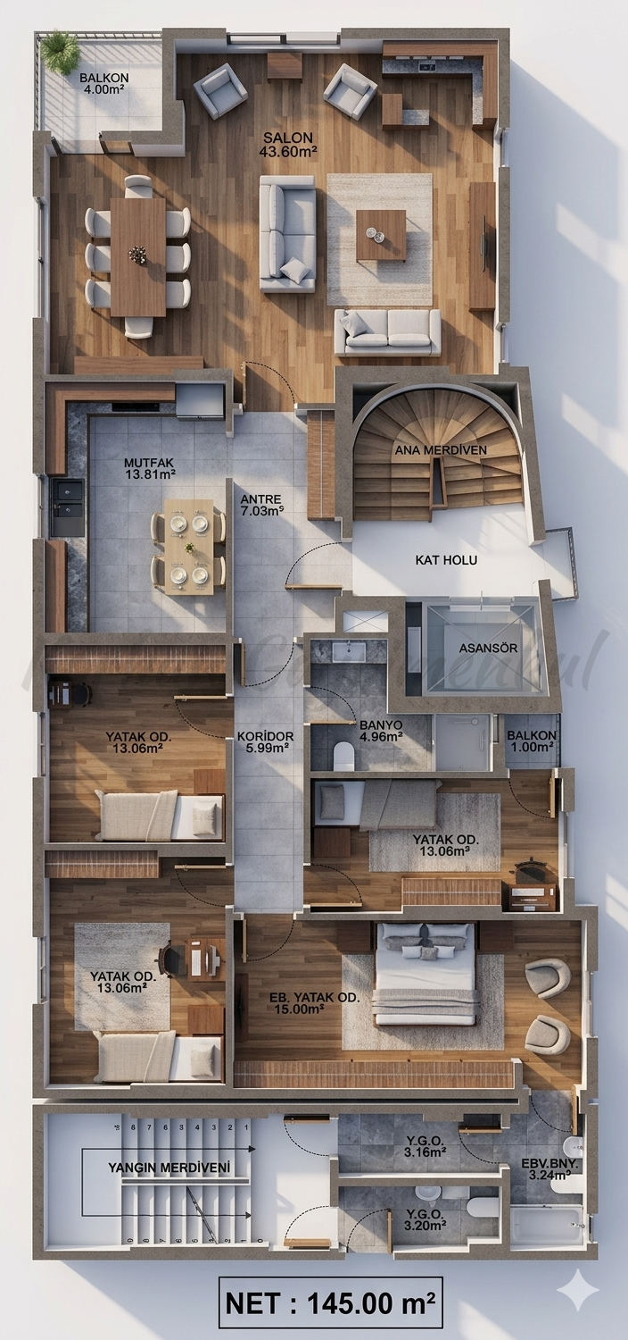 SUADİYENİN TAM ŞAŞKINBAKKAL SINIRINDA ANATOLYA’YA YAKIN 180m2 BRÜT 145m2 NET 4+1 SIFIR