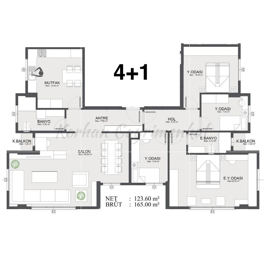 ERENKÖY ETHEMEFENDİ'YE 3. BİNADA 165M2 4+1