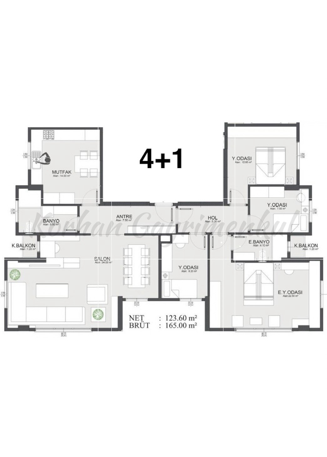ERENKÖY ETHEMEFENDİ'YE 3. BİNADA 165M2 4+1