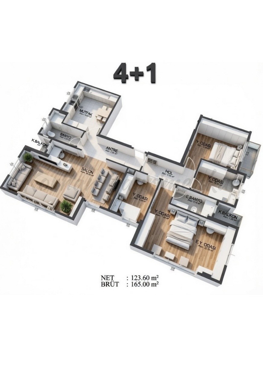 ERENKÖY ETHEMEFENDİ'YE 3. BİNADA 165M2 4+1