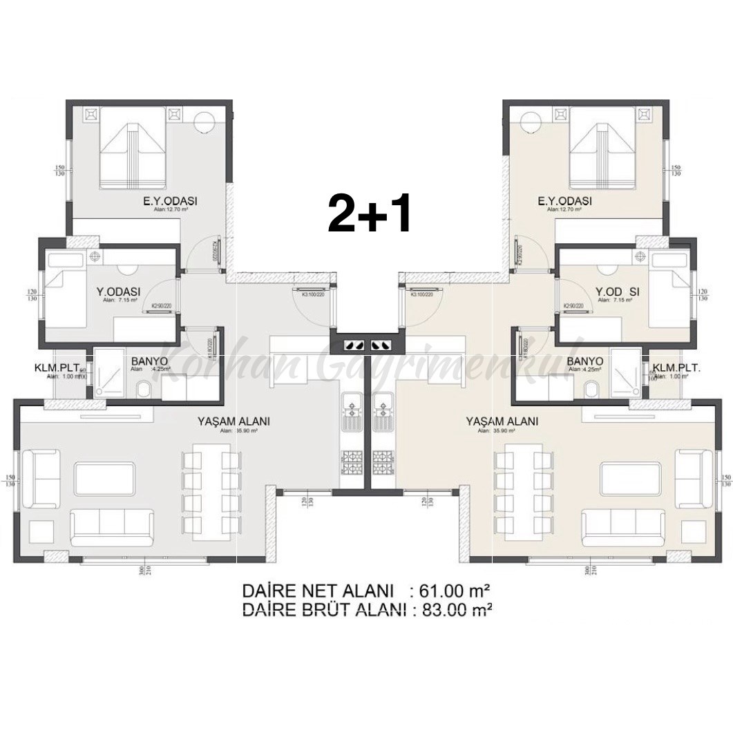 ERENKÖY ETHEMEFENDİ'YE 3. BİNADA 85M2 2+1